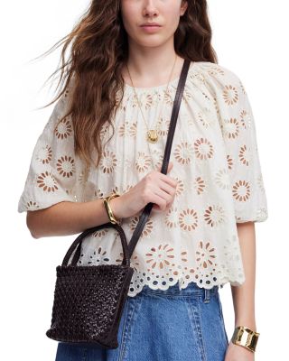 Handwoven Caned Leather Mini Bag