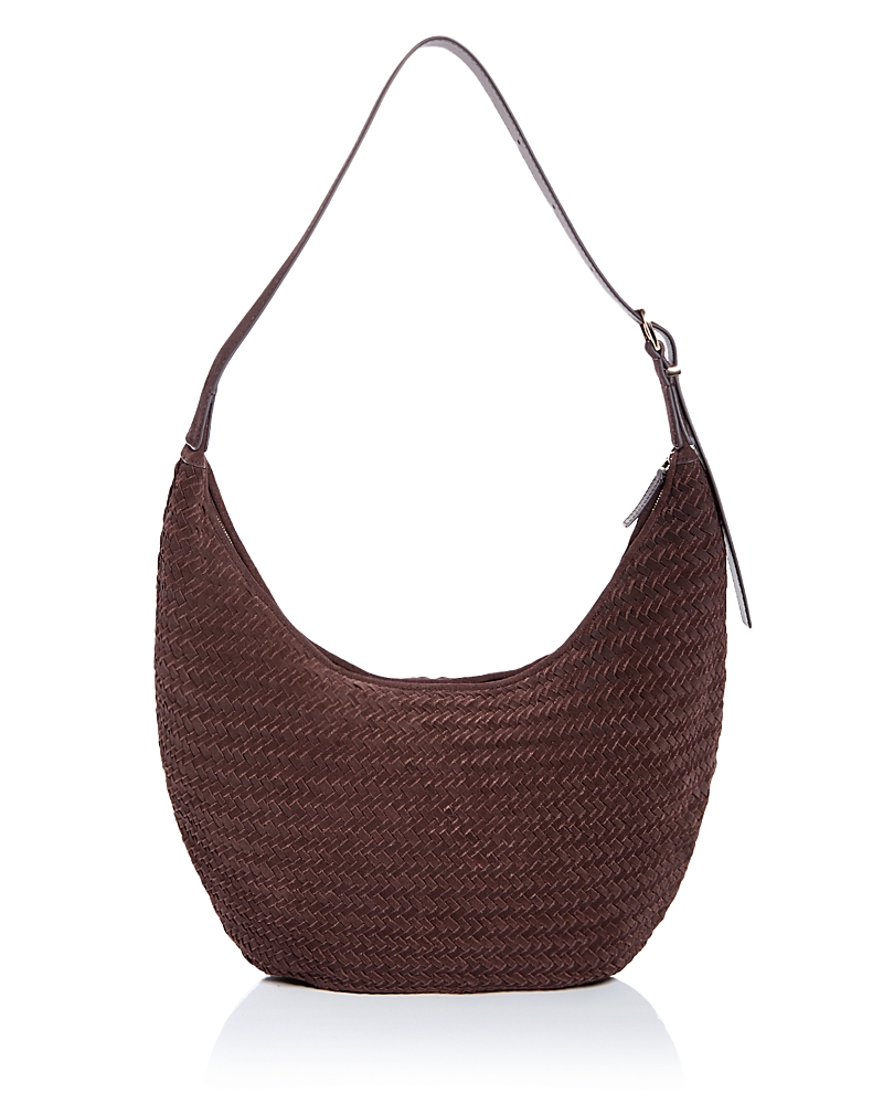 Madewell Essential Curve Suede Shoulder Bag In Burgundy