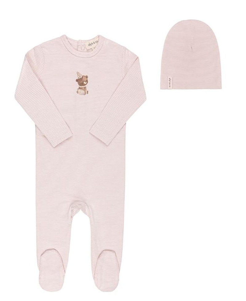 Ely's & Co. Unisex French Terry Footie + Bonnet Bear Collection - Baby