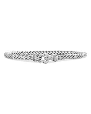 David Yurman - Cable Flex Buckle Bracelet in Sterling Silver with Diamonds, 4mm