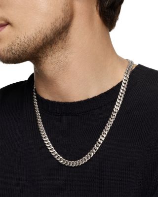 Men's Curb Chain Necklace in Sterling Silver, 8mm