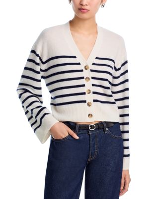 AQUA - 100% Cashmere V Neck Cardigan Sweater - Exclusive