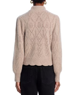 100% Cashmere Pointelle Mock Neck Sweater - Exclusive