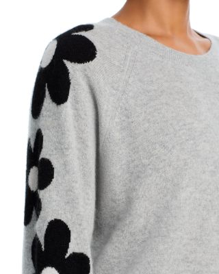 100% Cashmere Floral Sleeve Sweater - Exclusive