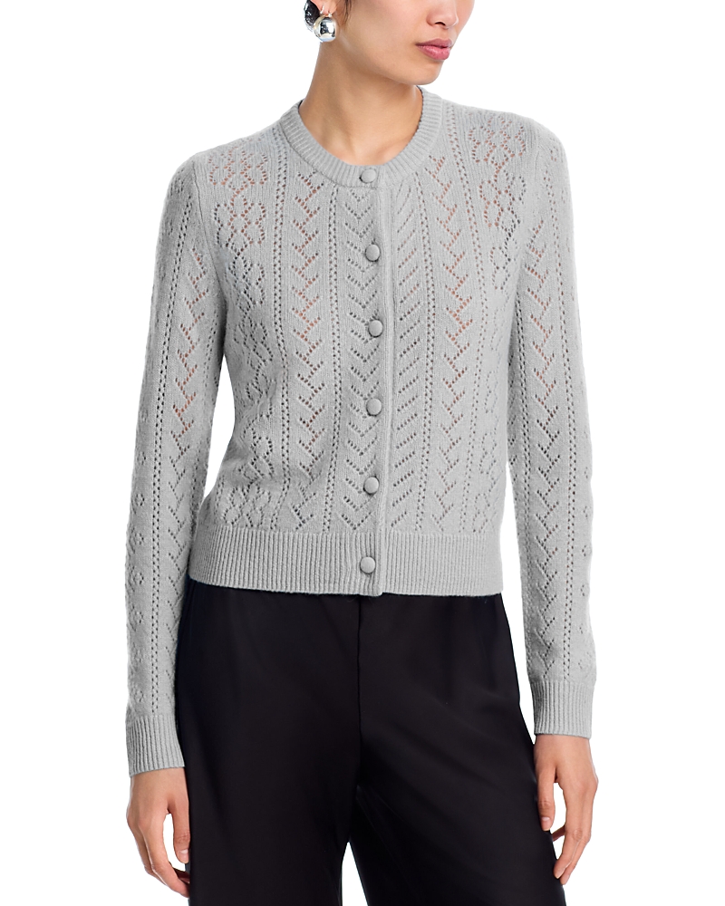 Aqua Cashmere Crewneck Cardigan Sweater - Exclusive