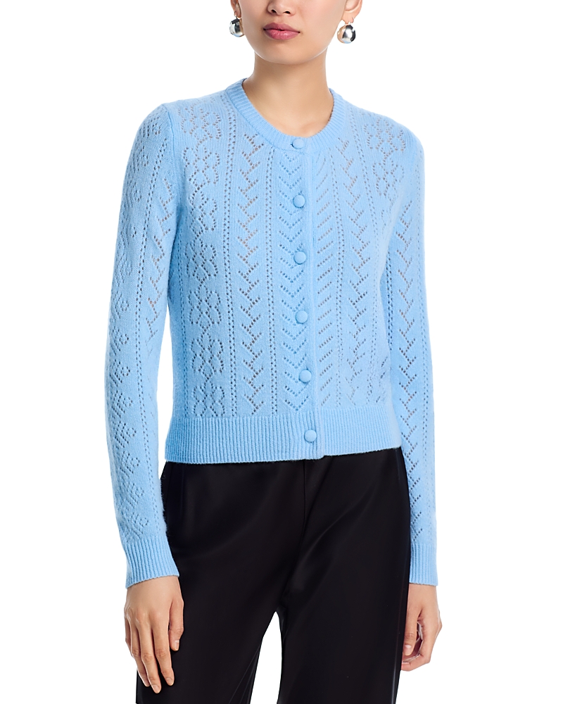Aqua Cashmere Crewneck Cardigan Sweater - Exclusive