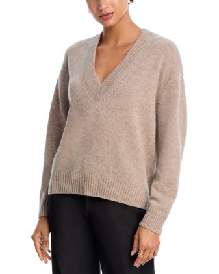 100% Cashmere Drop Shoulder V Neck Sweater - Exclusive