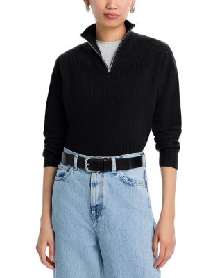 AQUA - 100% Cashmere Quarter Zip Sweater - Exclusive