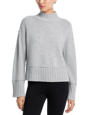 AQUA - 100% Cashmere Boxy Mock Neck Sweater - Exclusive
