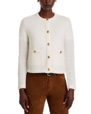 100% Cashmere Chevron Trim Cardigan - Exclusive