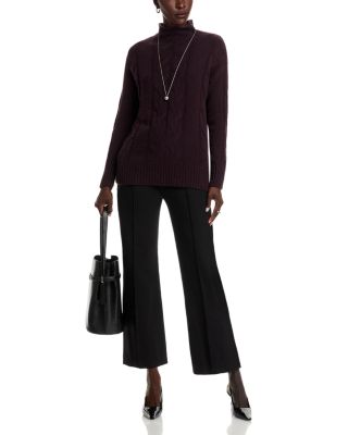 100% Cashmere Mock Neck Cable Sweater - Exclusive