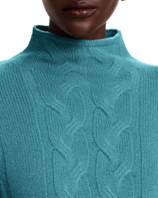 100% Cashmere Mock Neck Cable Sweater - Exclusive