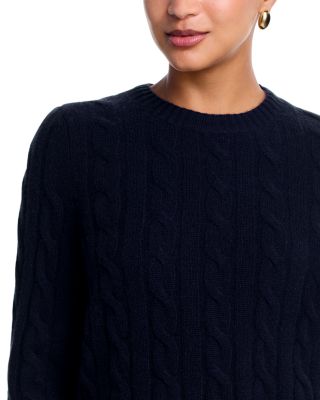 100% Cashmere Cable Knit Crewneck Sweater - Exclusive