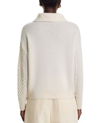 100% Cashmere Quarter Zip Cable Knit Sweater - Exclusive