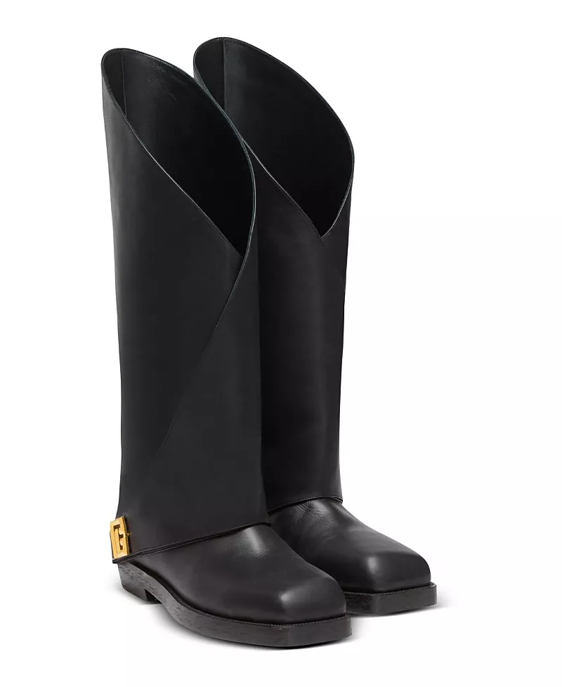Balmain Women's Twist Flat Leather Boots
