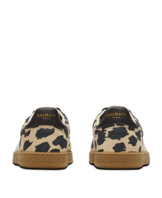 Women's Swan Leopard Print Suede Leather Trainers