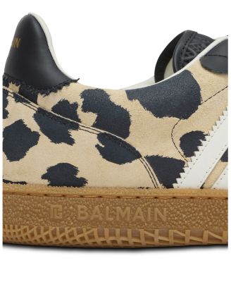 Women's Swan Leopard Print Suede Leather Trainers