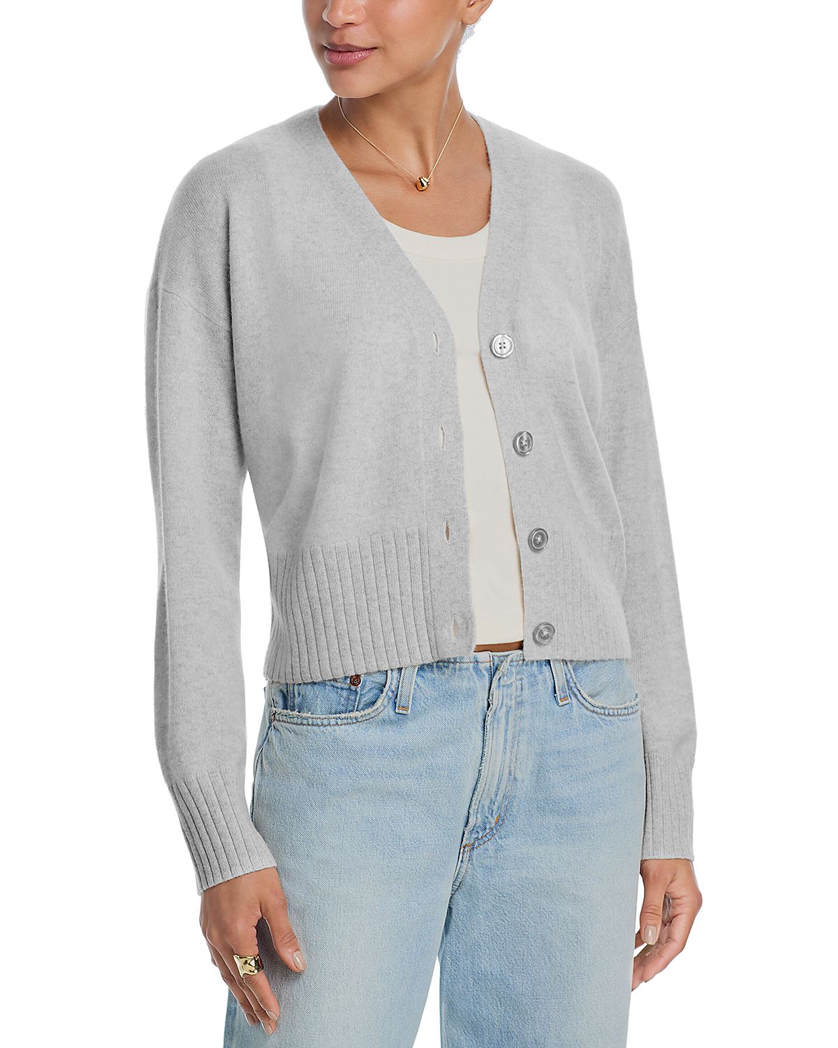 Aqua 100% Cashmere V Neck Cardigan - Exclusive