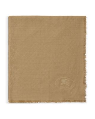 Wide Check Wool Silk Scarf