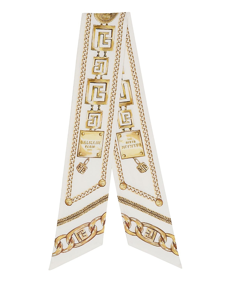 Balmain Printed Silk Bandana with Chains Pattern