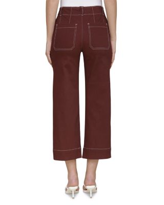 Contrast Stitch Crop Wide Leg Pants 
