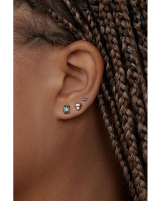 14K Yellow Gold Teal Sapphire Stud Earrings