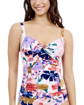 Melody Printed Sweetheart Twist Front Tankini