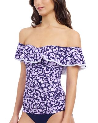 Juliette Off Shoulder Ruffle Tankini Top & Tutti Frutti Classic Seamless Bottom