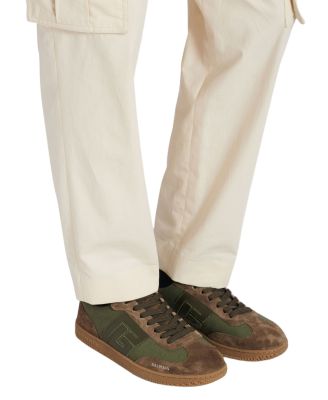  Men's Leather and Canvas Swan Trainers