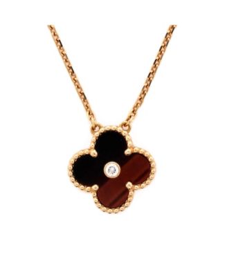  Vintage Alhambra Pendant Necklace Limited Edition 18K Rose Gold and Bull's Eye with Diamond