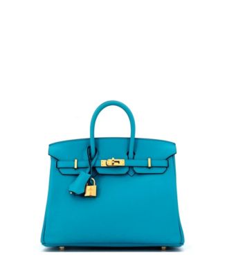 Pre-Owned HERMÈS - Birkin 25 Handbag Blue Swift with Gold Hardware
