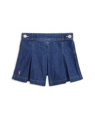 Ralph Lauren - Girls' Pleated Indigo Denim Short - Little Kid, Big Kid