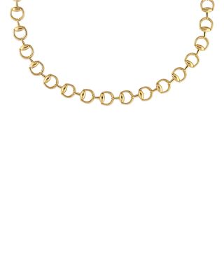 18K Yellow Gold Horsebit Short Necklace, 13"