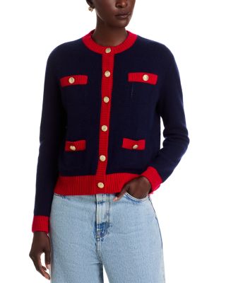 100% Cashmere Contrast Trim Cardigan - Exclusive