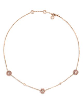 18K Pink Gold Diamond & Pink Opal Interlocking Necklace, 14"