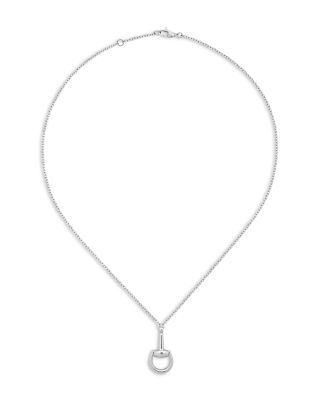18K White Gold Diamond Horsebit Necklace, 16.5"