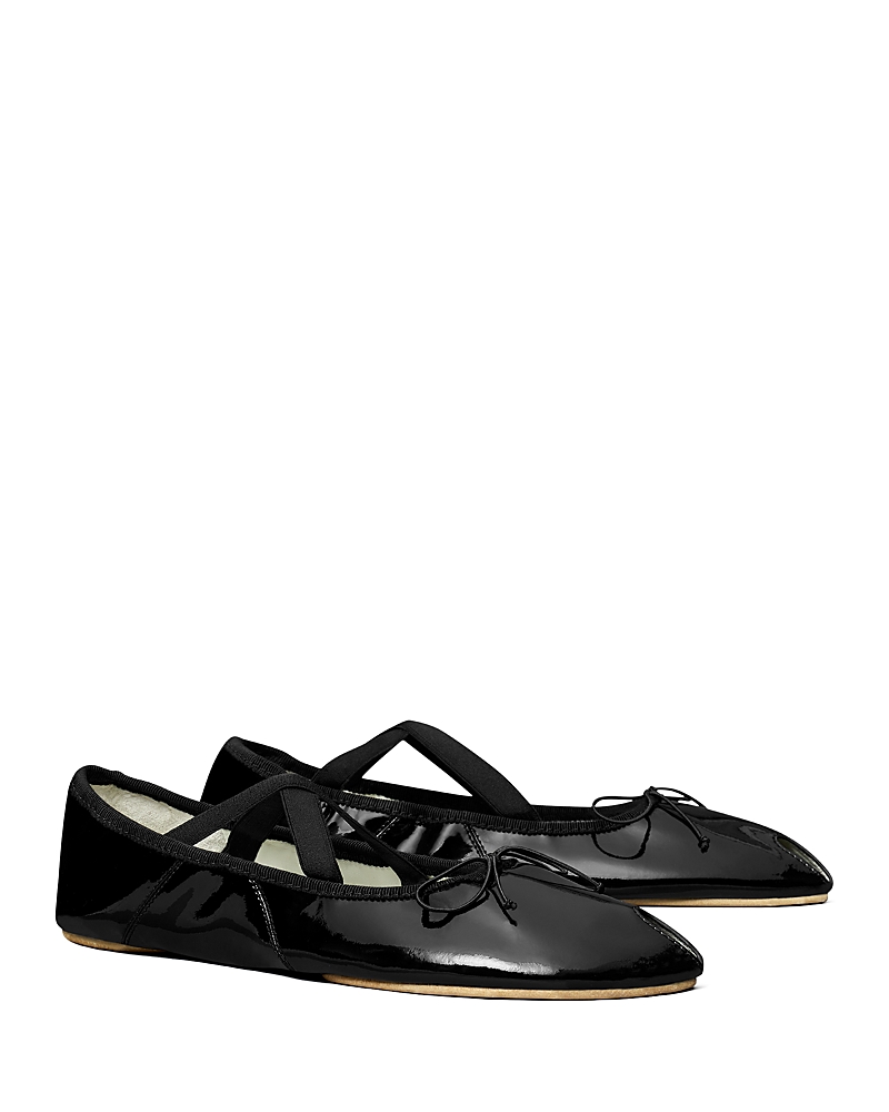 Tory Burch Peep-toe Mary Jane Ballet In Black