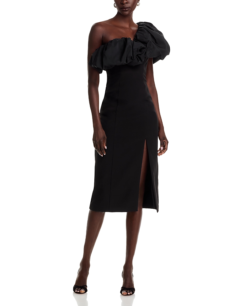 Bcbgmaxazria Puff-embellished Bodycon Cady Midi Dress