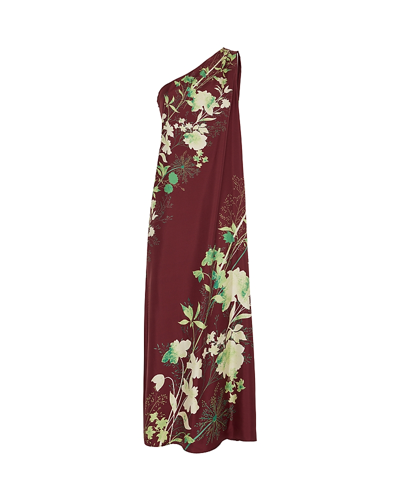 La Doublej Roy One-shoulder Floral Silk Maxi Dress