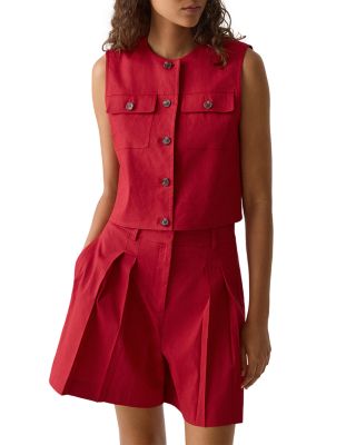 Fitted Sleeveless Linen Vest