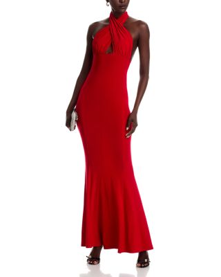 Norma Kamali Cross Halter Fishtail Gown | Bloomingdale's