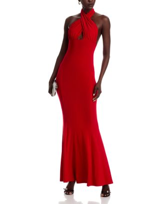 ワンピース Norma Kamali 'Cross Halter Fishtail' dress CROSS HALTER FISHTAIL GOWN – Black – Norma Kamali