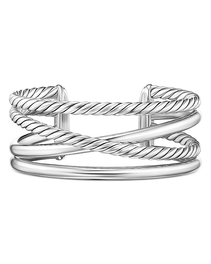 David Yurman Bold Crossover Multi Row Cuff Bracelet in Sterling Silver, 24.4mm