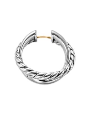 Crossover Hoop Earrings in Sterling Silver, 22.3mm