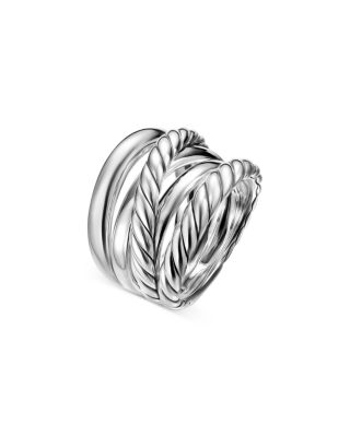 Crossover Five Row Ring in Sterling Silver, 17.5mm