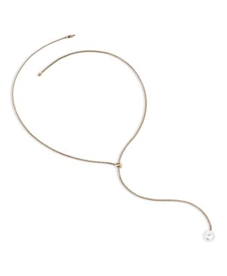 14K Yellow Gold JH Essentials Cultured Freshwater Pearl Adjustable Lariat Necklace, 23"