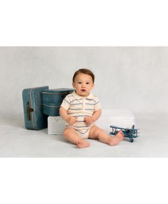 Boys' Pointelle Striped Knit Romper - Baby