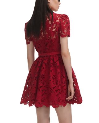 Burgundy Lace Collared Mini Dress