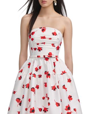 Floral Print Taffeta Midi Dress