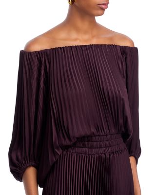 Sienna Pleated Off-the-Shoulder Dress